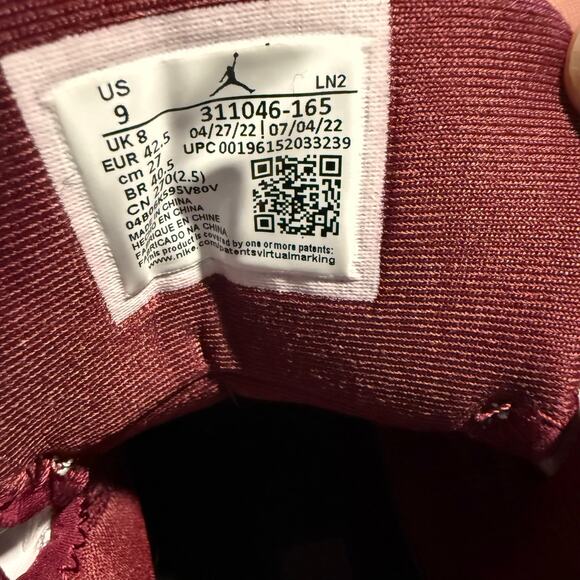 Nike Air Jordan Dub Zero White Cherry Wood Red Flint Grey, Size 9 - Picture 6 of 13